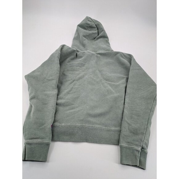 Champion Hooded Sweatshirt Womens Size Medium Green Drawstring Front Logo - Picture 2 of 7